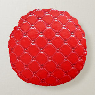 Genuine red leather upholstery. round cushion