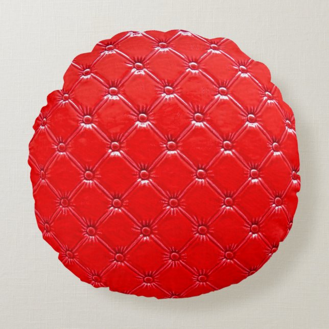Genuine red leather upholstery. round cushion (Front)