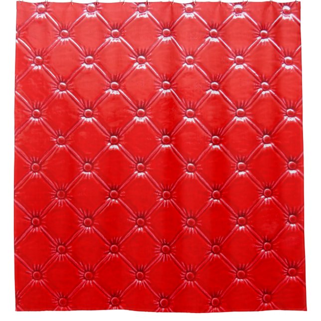 Genuine red leather upholstery. shower curtain (Front)