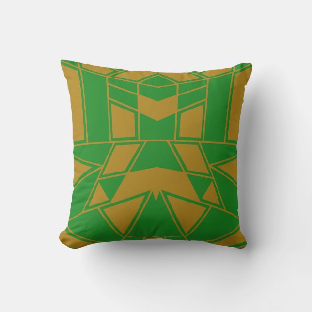Geo #545 Gold & Green Cushion (Front)