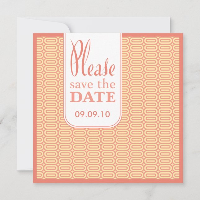 Geo Abstract Coral Save the Date Invite (Front)