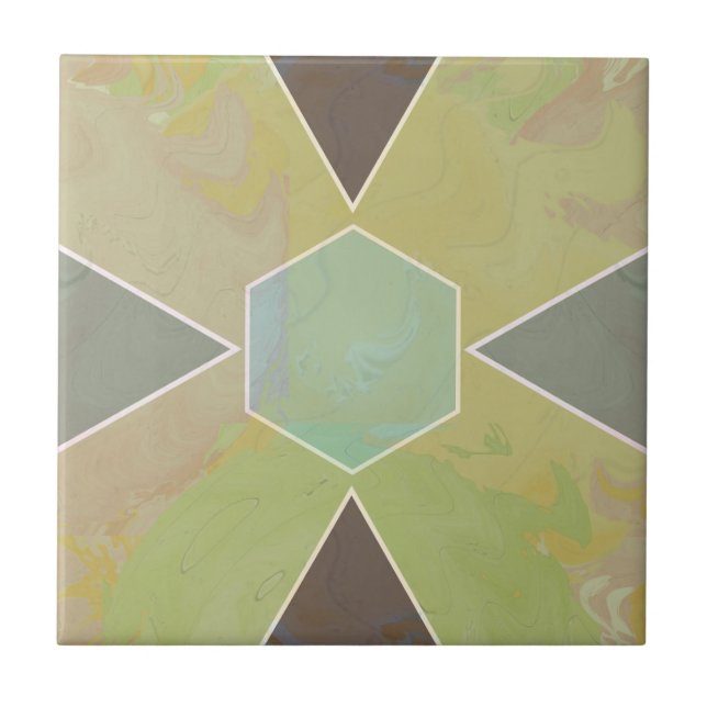 Geo Abstract Pastel Marble Olive Green Tile (Front)