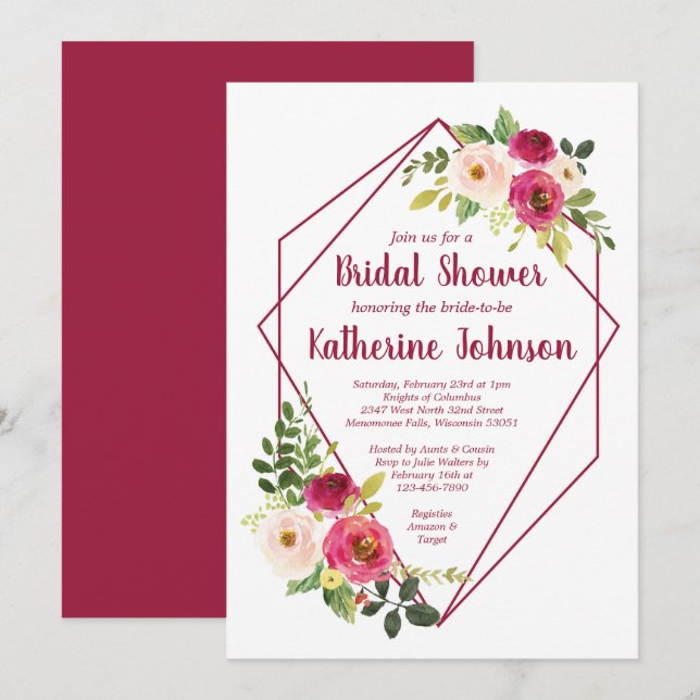 Geo Bridal Shower Invitation (Front/Back)