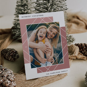 Geo Colorblock Photo Holiday Card