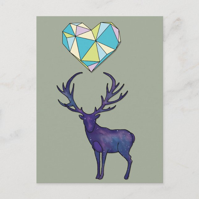 Geo Deer Heart Poster Postcard (Front)