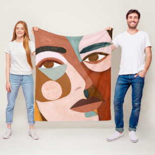 Geo Face Upclose Fleece Blanket