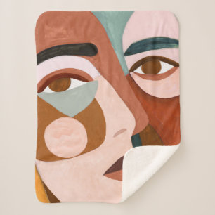 Geo Face Upclose Sherpa Blanket
