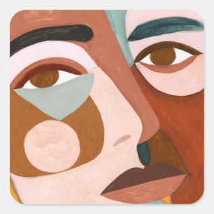 Geo Face Upclose Square Sticker