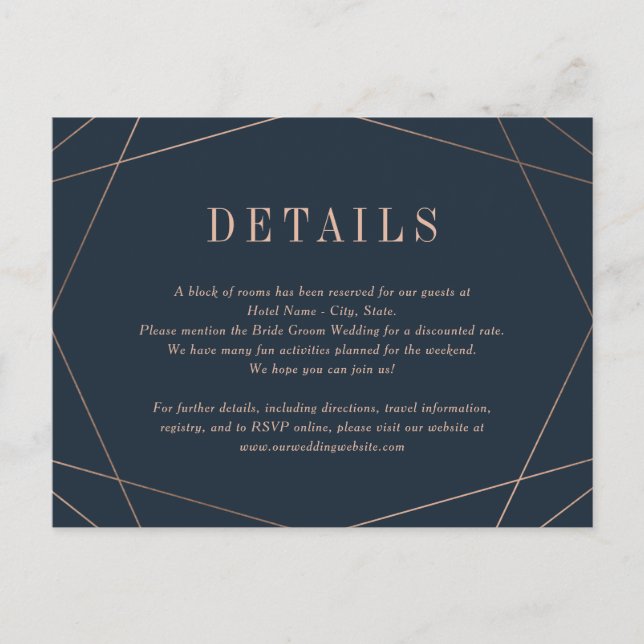 Geo Frame Wedding Details Enclosure Card (Front)