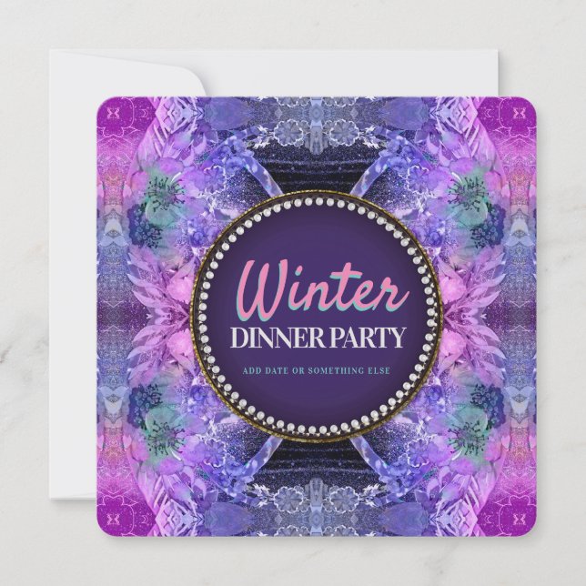 Geo Frills Purple Pink Birthday Shower Party Invitation (Front)