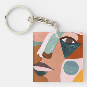 Geo Half Face Key Ring