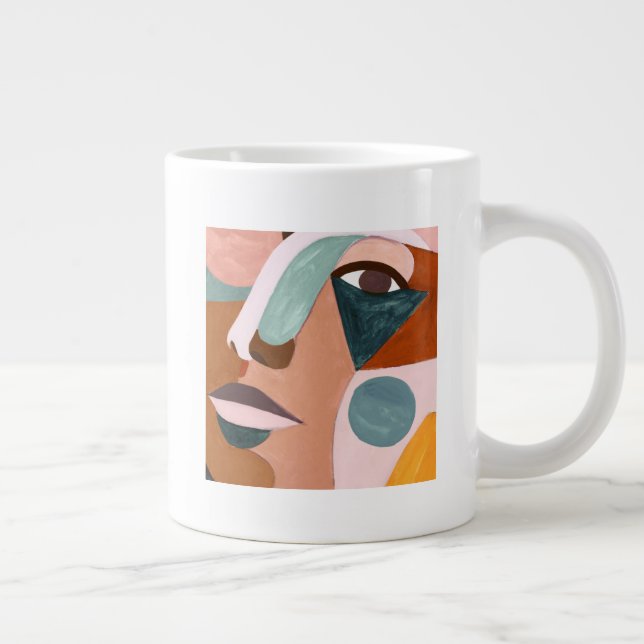 Geo Half Face Large Coffee Mug (Right)