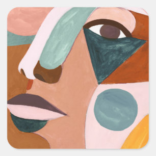 Geo Half Face Square Sticker
