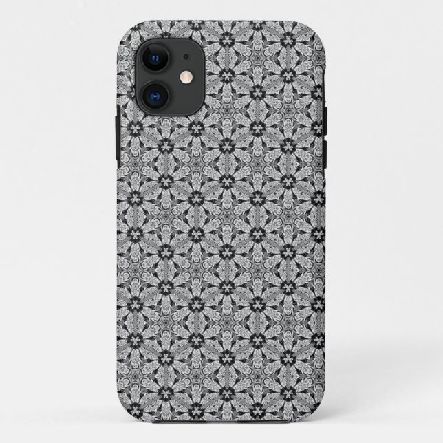 Geo Hexagon Black + Silver Pattern iPhone 5 Case (Back)