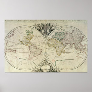 Geo-Hydrographic Mappamonde Poster