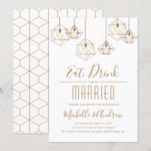 Geo Lights Eat Drink and be Married White Wedding