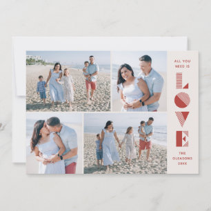 Geo Love 4-Photo Valentine's Day Card - Cherry