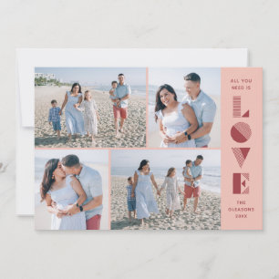 Geo Love 4-Photo Valentine's Day Card - Peach