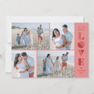 Geo Love 4-Photo Valentine's Day Card - Pink