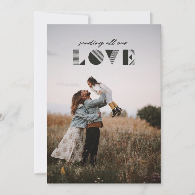 Geo Love Overlay Valentine's Day Card - Black (Front)