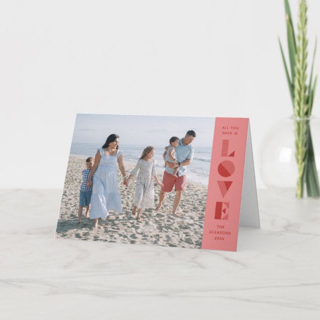 Geo Love Valentine's Day Photo Card - Pink (Front)