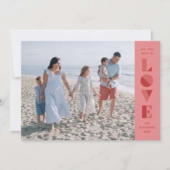 Geo Love Valentine's Day Photo Card - Pink (Front)