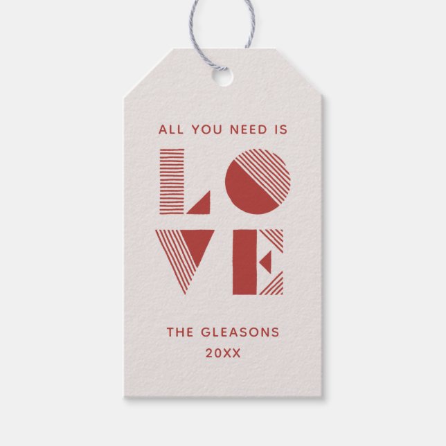 Geo Love Valentine's Day Photo Gift Tag - Cherry (Front)