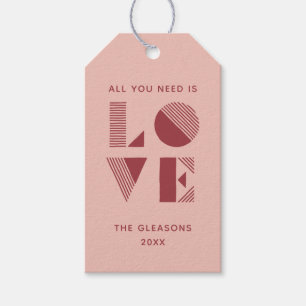 Geo Love Valentine's Day Photo Gift Tag - Peach