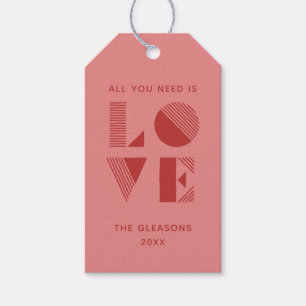 Geo Love Valentine's Day Photo Gift Tag - Pink