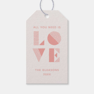 Geo Love Valentine's Day Photo Gift Tag - Salmon