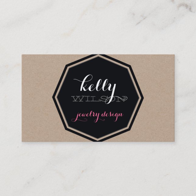 GEO PATTERN EMBLEM logo eco natural kraft black Business Card (Front)