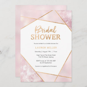 Geo Pink and Gold Bridal Shower invitation