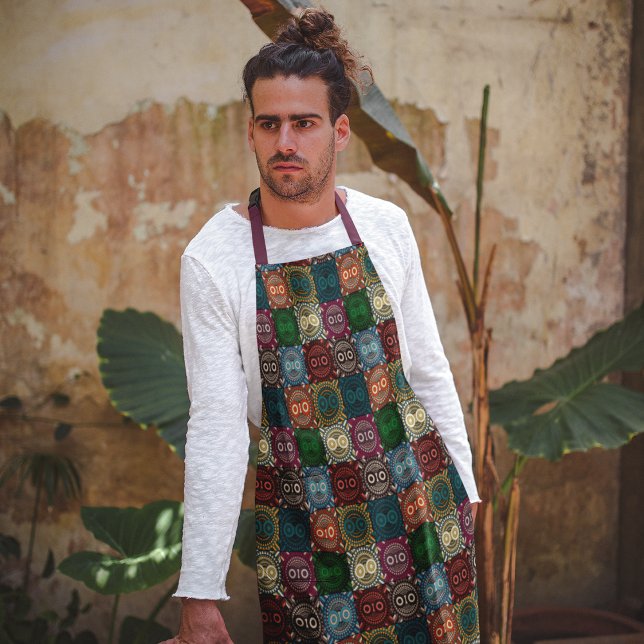 Geo Polychrome Owls  Apron (Creator Uploaded)