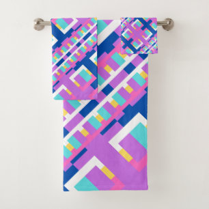 Geo Purple Pink Blue Bath Towel Set