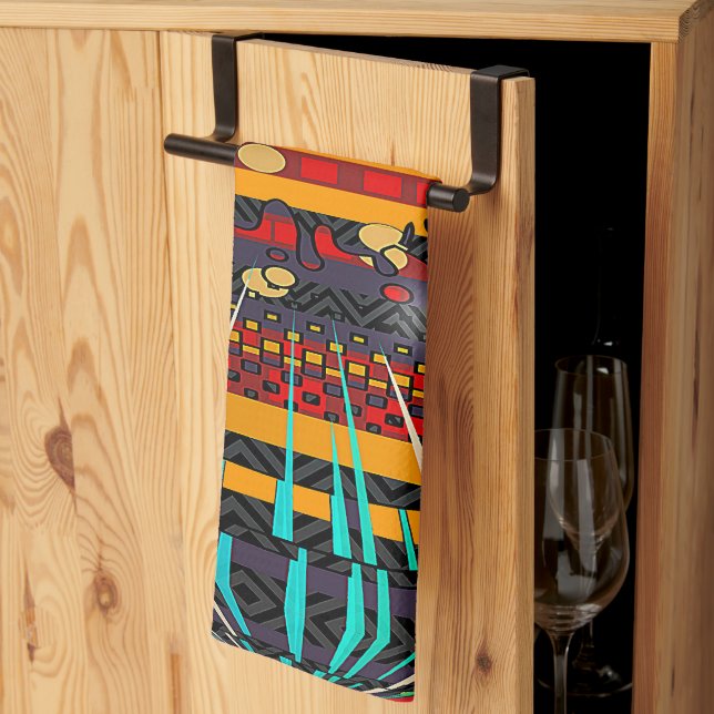 Geo Radial Kitchen  Tea Towel (Thirds Fold)