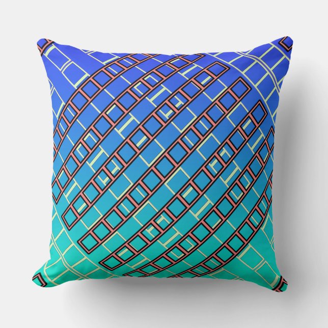Geo Repeat Blue Green  Cushion (Front)