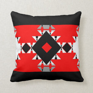 Geo Romance  on-Black/White/Grey/Red Cushion