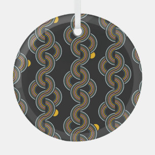 Geo Stripe: Trendy Vintage Design Glass Tree Decoration