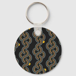 Geo Stripe: Trendy Vintage Design Key Ring