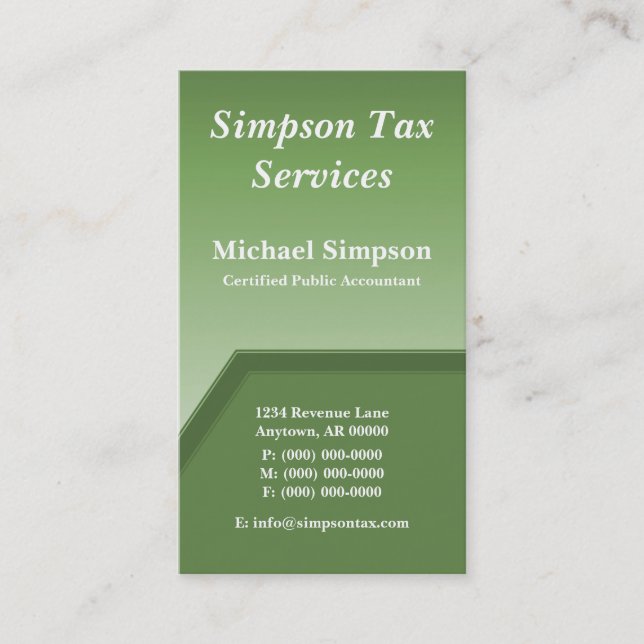 Geo Tech Business Card, Clover Green Card (Front)