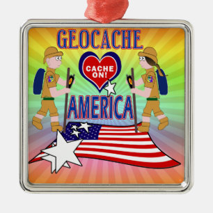 GEOCACHE AMERICA GEOCACHING METAL TREE DECORATION
