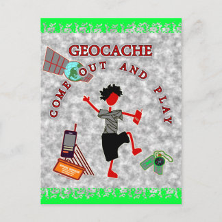 Geocache Come Out And Play Postcard