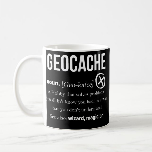Geocache Gifts Men Boys and Women Geocaching Coffee Mug (Left)