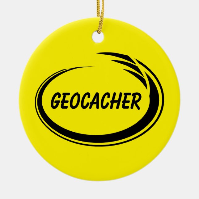 Geocacher Black Splash Ceramic Tree Decoration (Front)