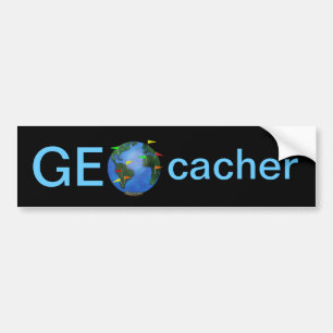 Geocacher Earth with Flags Geocaching Custom Car Bumper Sticker