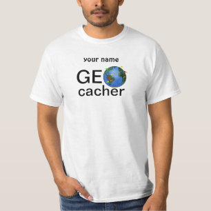 Geocacher Earth with Flags Geocaching Custom T-Shirt
