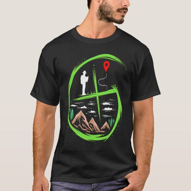Geocacher  for scavenger hunting treasure hunt T-Shirt (Front)