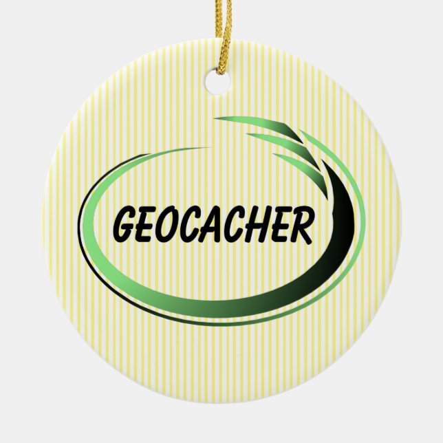 Geocacher Green Splash Ceramic Tree Decoration (Front)