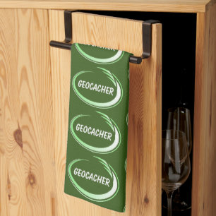 Geocacher Green Splash Tea Towel