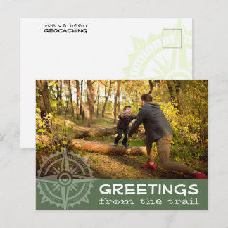 Geocaching Greetings From The Trail Custom Photo Postcard